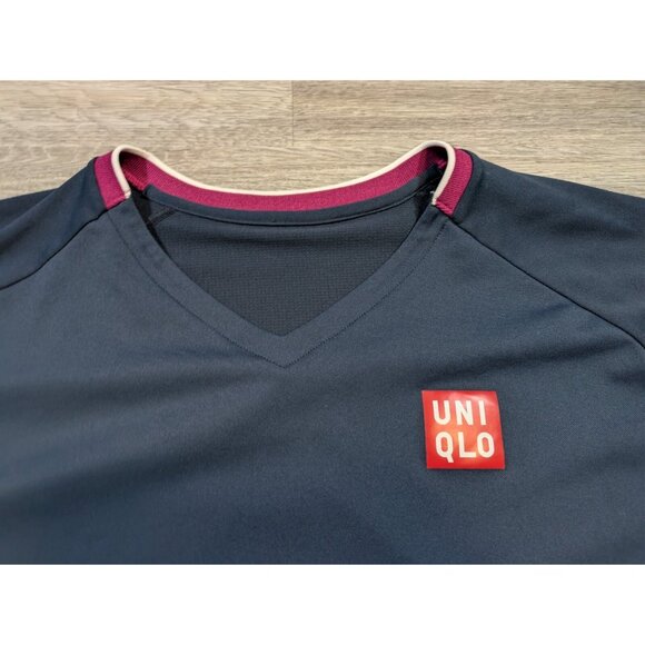 Roger Federer UNIQLO 2020 Australian Open Men's Large Polo Blue Tennis Logo - Picture 3 of 7